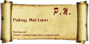 Paksy Mariann névjegykártya