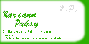 mariann paksy business card